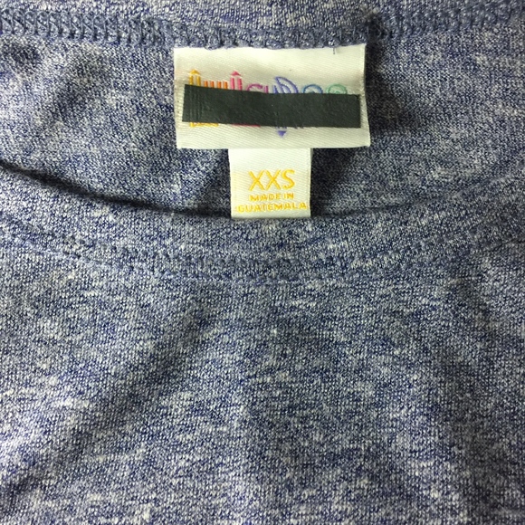 LULAROE CARLY DRESS HEATHER BLUE W/LINES ALLOVER - Picture 8 of 8